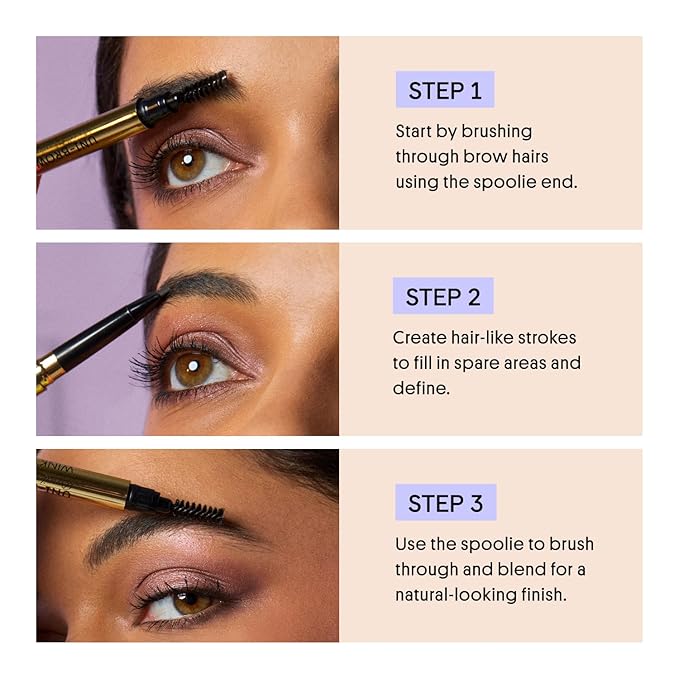 Winky Lux Uni Brow Eyebrow Pencil, Dual Sided with Spoolie, Longwearing Waterproof Eyebrow Crayon, Define Shape and Fill Brows, Brown, Blonde and Taupe Universal Shade