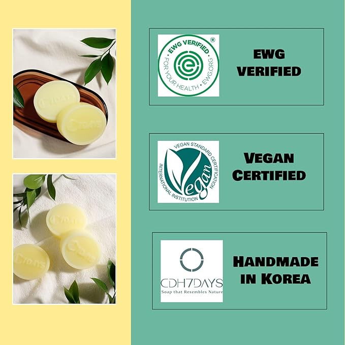 CDH7DAYS Baby & Sensitive Skin Soap Bar – EWG Verified, Vegan Certified, Korean Handmade Bar Soap, Plant-Based, Unscented Gentle Family Soap, Relax Care Intensive Bubble, 3.52 oz