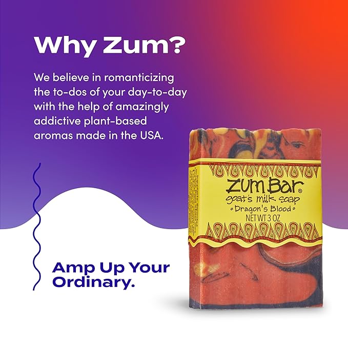 Zum Indigo Wild Goat's Milk Soap Bar - Bar Soap for Hands & Body Made with Essential Oils - 3 oz - Dragon's Blood (3 Pack)