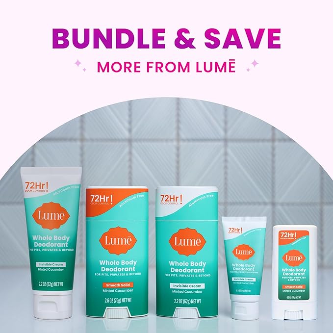 Lume Invisible Spray Deodorant For Women - Whole Body Deodorant Spray - 72Hr Odor Control - Ozone Friendly, Natural Propellant - Aluminum & Baking Soda Free, Skin Loving - 3.6oz, 2pk (Minted Cucumber)