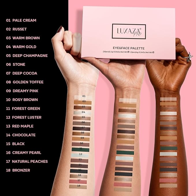 18 Color Eyeshadow Palette, Natural Nude Matte Shimmer Glitter, Long Lasting Baked Makeup Palette for Eye Highlight Blush, Earth Tones