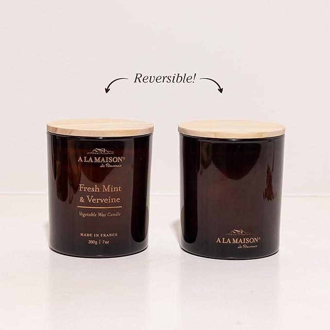 A LA MAISON Candle + Hand Soap Gift Set – White Tea & Rose – Premium French Formula – Amber Collection