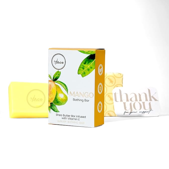 MY ACE Mango Bathing Bar – Handmade with Natural Mango Extract & Coconut Oil, SLES & Paraben Free, Enriched with Shea Butter & Vitamin E – Skin Brightening & Moisturizing