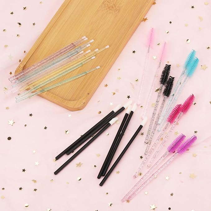 1500 PCS Eyelash Extension Supplies Kit, 500 Spoolies Mascara Wands 500 Lip Brushes 500 Micro Swabs Colorful Disposable Eyelash Brushes Makeup Applicator Tool