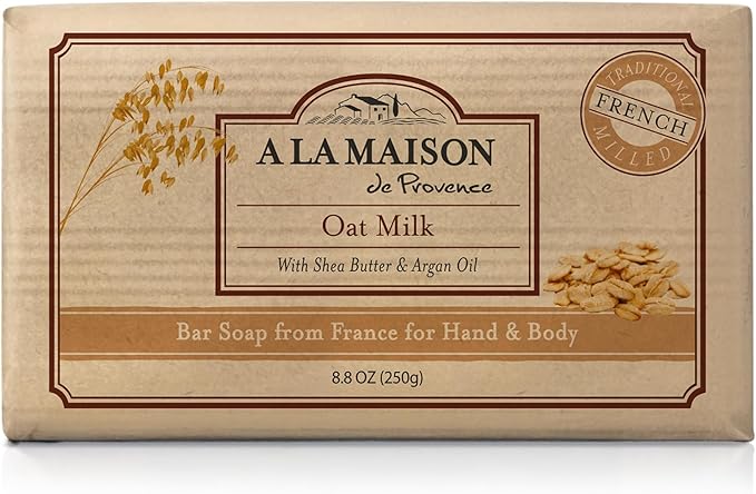 A LA MAISON Oat Milk Bar Soap - Triple French Milled Natural Moisturizing Hand Soap Bar (1 Bar of Soap, 8.8 oz Bar)