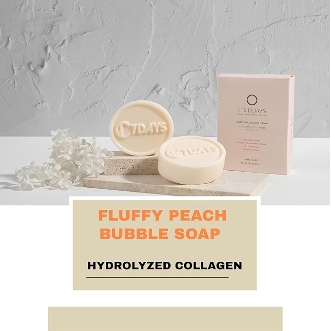 CDH7DAYS EWG VERIFIED VEGAN BAR SOAP/HANDMADE (MADE IN KOREA) Natural Body Soap Bar, Plant-Based, Handmade SOFT MILKY SOAP (Recommendation for MOTHER) (2, PEACH)
