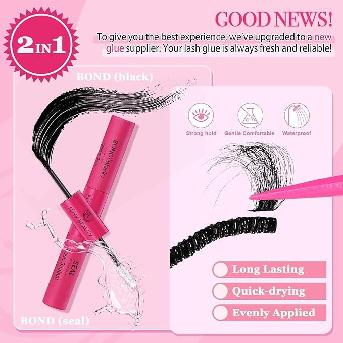 Lash Clusters 600PCS Lashes - Wispy Lash Clusters 10D 20D 30D+40D50D60D Individual Lashes Clusters D Curl Lash Extension 8-16MM Eyelash Clusters with Lash Bond and Seal
