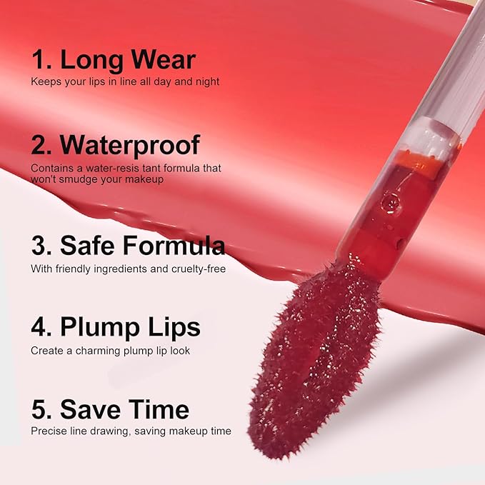 Lip Stain Peel Off - Long Wear Tattoo Lip Liner, Waterproof & Transfer-proof Peel Off Lip Stain with Matte Finish, Lip Tint For All Skin Types (Rose, 1 Count(Pack of 1))