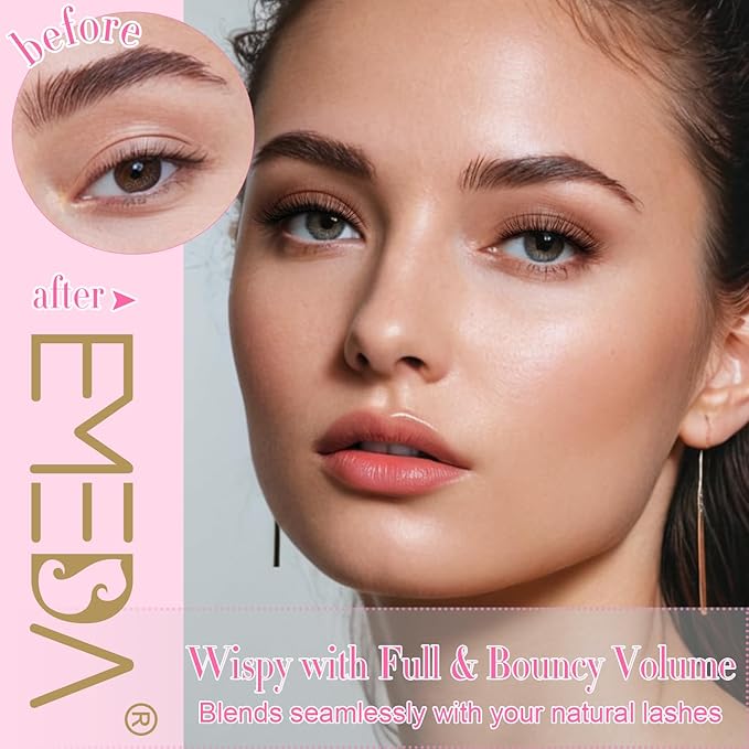 False Eyelashes Natural Lashes Wispy - 12mm Pestañas Postizas Naturales Cat Eye Reusable 10 Pairs Demi Wispies Short Fake Lashes Strips with 0.1mm Ultra Thin Clear Band by EMEDA (X42)