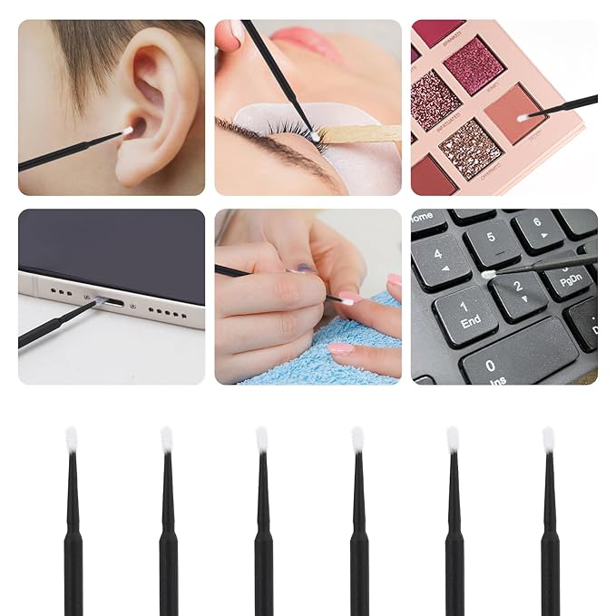 Tbestmax 1200 Pcs Micro Applicator Brush, Micro Swabs, Disposable Eye Lashes Mascara Wands for Eyelash Extension(Black)