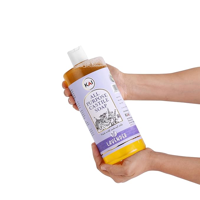 Lavender Liquid Castile Soap; Concentrated and All-Purpose; Use for All Natural Body Wash, Face Cleanser, Hair Shampoo, Hands, Dishes, Laundry, Floors, and Pets; 32 Ounce (1 Pack)
