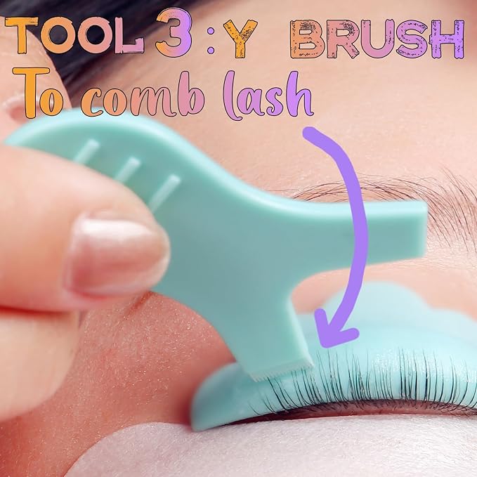 Eyelash Lift Shields Lash Lifting Pad No Glue Mix Glueless Lami Lamination Roller Upper & Lower Perm Pads for All Eyes Curling Like L Curl Extensions with Y Brush Ribbon Cover Silicone Eye Patch Tool