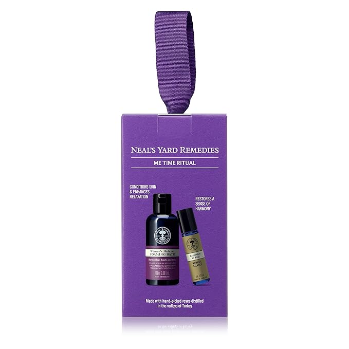 Neal's Yard Remedies Me Time Ritual Gift Set, Foaming Bath Wash & Remedies To Roll Women's Balance Oil, Vegan & Cruelty-Free, Set of 2