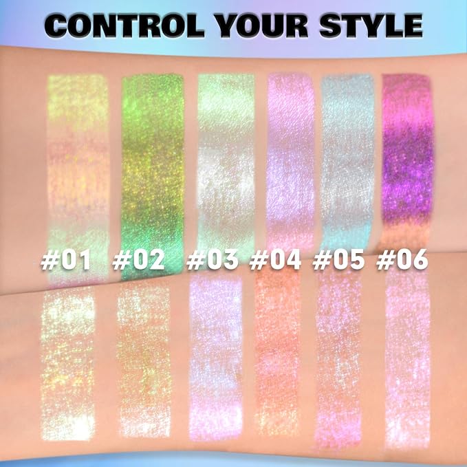 CHARMACY 2 in 1 Starlit Duochrome Liquid Eyeshadow, Glitter Sparkle Colorful Liquid Eyeliner, Quick Drying, High Pigmented, Long lasting Holographic Glitter Multichrome Eye Makeup #02