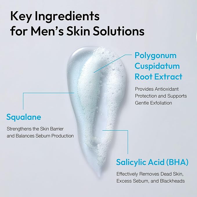 Dual Pore Cleanser, Deep Pore Cleansing & Exfoliating Salicylic Acid, Oil to Foam Daily Hydrating Facial Wash for Blackhead Oily, Dry, Sensitive Skin for men Korean Skincare 6.76 fl.oz