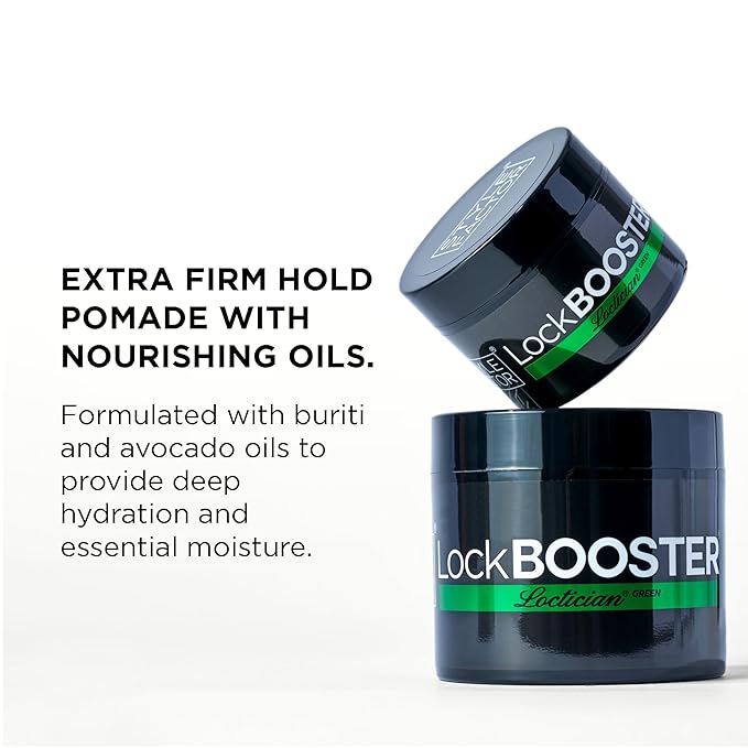 Style Factor Lock BOOSTER Loctician Green 5 oz - Premium Pomade with Buriti & Avocado Oils Max Hold, Unscented, Clean, Expert Styling Gel for Locs, Twists, Braids for All Hair Types