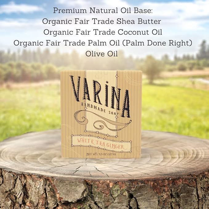 Natural White Tea Ginger Bar Soap - Gentle Cleansing for Sensitive Skin, Floral - 3 Pack