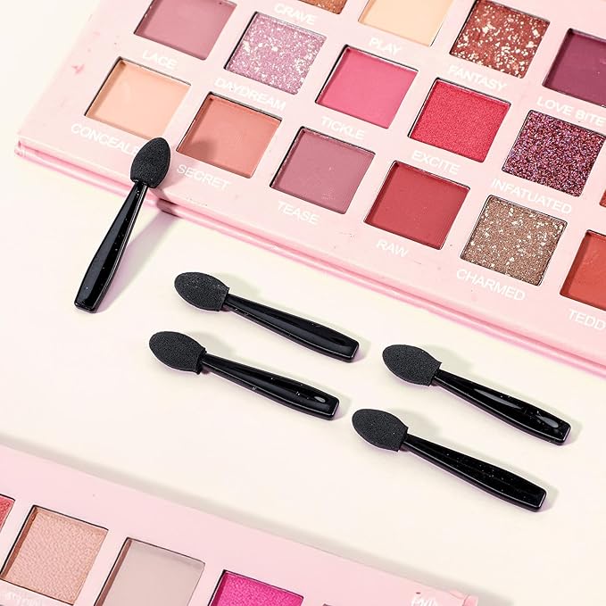 100 Pcs Eyeshadow Applicators, Disposable Eye Shadow Applicators, Mini Dual-Sided Sponge Tip Eye Shadow Brushes Portable Travel Makeup Brushes, Multipurpose Blending Sticks for Eyeshadow