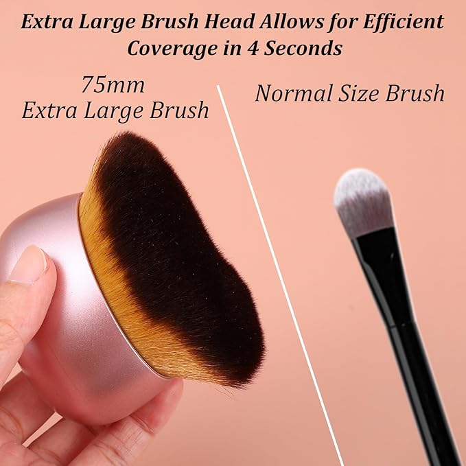 Extra Large Body Makeup Brush For Self Tanner Leg Makeup Bronzer Blend Wet Dry Use Oval Face Back Make Up Brush Mousse Blending Brushes for Provides More Even Pretty Application