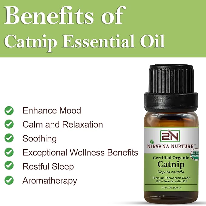 Catnip Essential Oil USDA Certified Organic, 100% Pure Natural Premium Grade, Undiluted