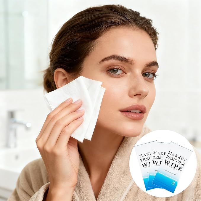 200 Pcs Individual Makeup Remover Wipes,Wrapped Travel Makeup Wipes,Alcohol Free Face Cleansing Wipe, Remover Wipe with Vitamin E for Hotel and Travel