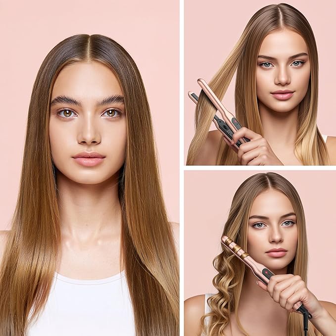 JAETON Small Flat Iron 3/10" Mini Hair Straightener for Short Hair Curling Iron for Edges,Mini Straightener for Travel,Fast Heat Up,Dual Voltage,Ceramic Tourmaline