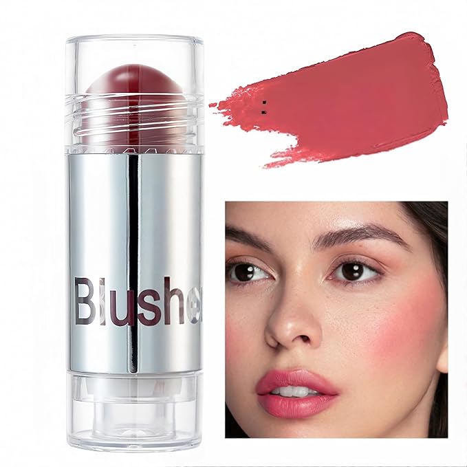 8 Color Multi-use Face Cream Blush Stick for Cheeks, Hydrating Long Lasting Makeup Blush Highlighter Stick for Cheeks Eyes Lips for Women(07)