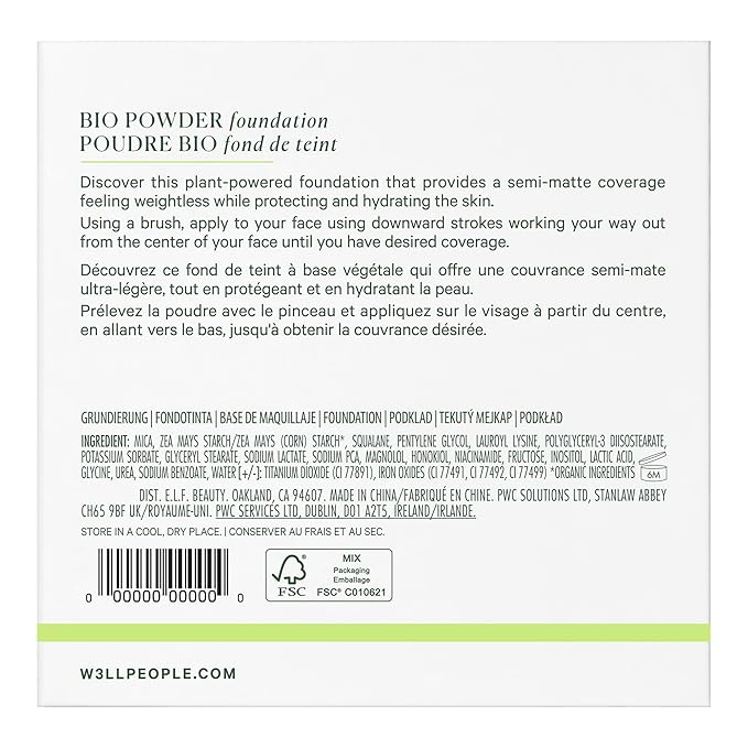 Well People Bio Powder Foundation, Lightweight & Hydrating Foundation For Perfecting & Smoothing Skin, Semi-Matte Finish, Vegan & Cruelty-free,10N