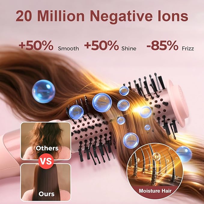 Hair Dryer Brush & 9-in-1 Air Styler, Powerful Fast Drying with Multiple Attachments for Drying, Volumizing, Curling, Straightening and Styling, with Leather Travel Pouch, US Plug 110 Volt