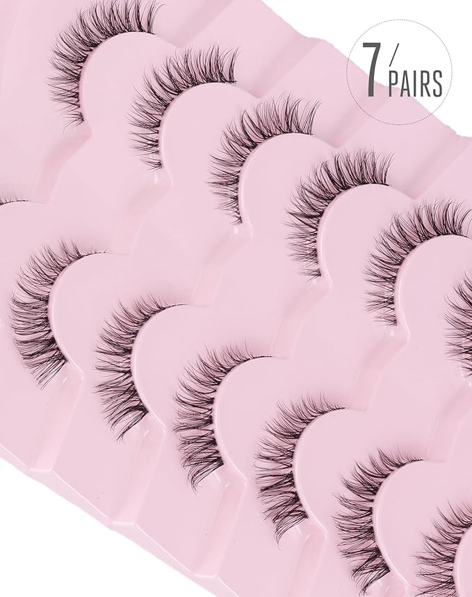 Onlyall Natural Lashes 3/4 Lashes Short Lashes Wispy Lashes Natural False Eyelashes Natural Look Short Eyelashes 12mm Lashes H20