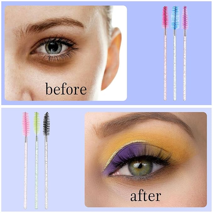 1200 Disposable Mascara Wands Lash Spoolies Eyelash Brushes Spoolies for Eyebrow Eye Lash Extension Crystal Multicolor