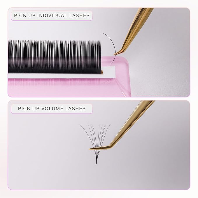 Curacoro Lash Tweezer - Professional & Precision Fiber Tip Grip Lash Tweezers for Eyelash Extensions, Multi Shapes & Purposes Tweezers for Volume, Isolation & Classic Lashes (Gold, Only Fan)