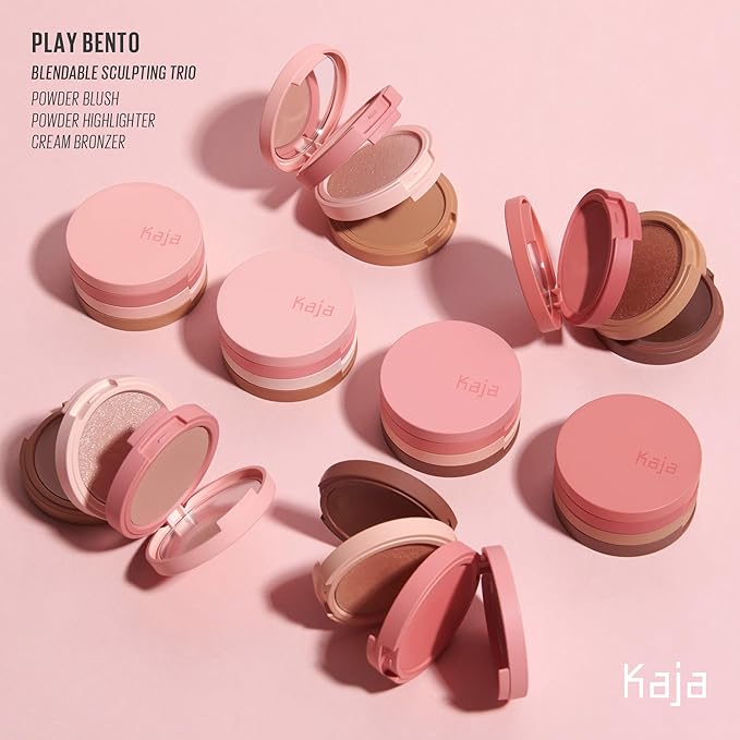 Kaja 3-in-1 Blendable Sculpting Trio - Play Bento | with Mango Seed Butter, Cream Bronzer, Powder Blush, and Highlighter, 02 Cloud Latte