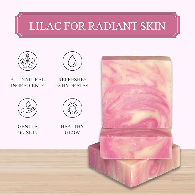 Dr. Wally's Handcrafted Soap Lilac Bar 5 oz, with Shea Butter and enrich with Olive Oil, All Natural - Cold process - 100% Handmade - Made in USA, pack of (3)