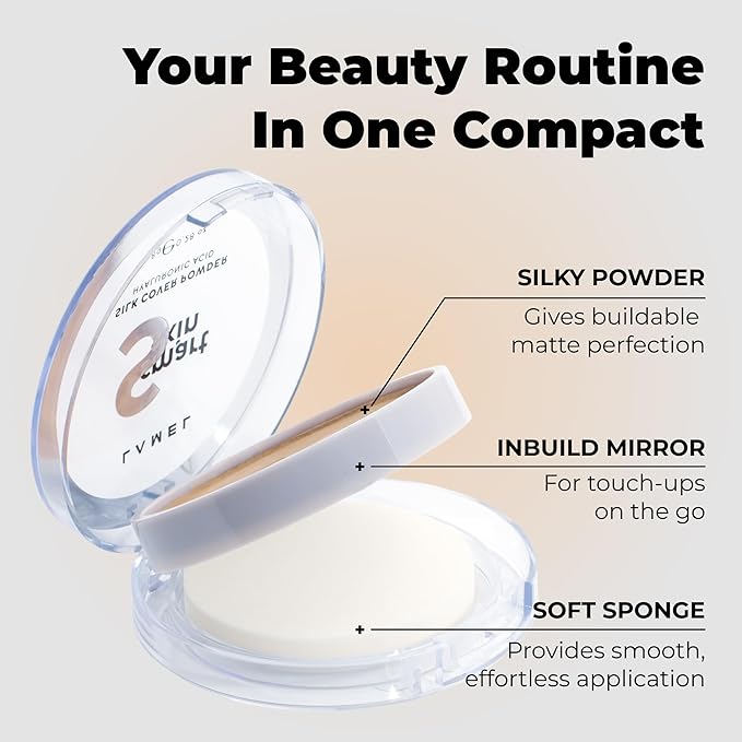 Lamel Smart Skin Silk Compact Powder - Long Lasting Pressed Finishing Powder - Oil Control Makeup, Suitable for Dry Skin, Lightweight Formula - 403 Ivory 0.28 oz