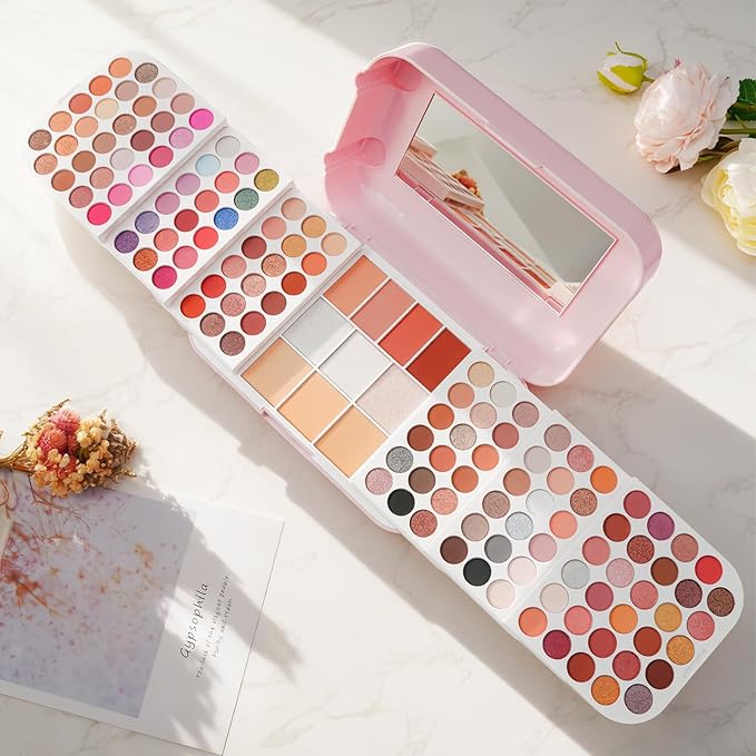 Professional Makeup Kit for Women,140 Colors Cosmetic Make up Palette Set Kit Combination,Include Eyeshadow,Blush,Highlighter, Pressed Powder,Makeup Gift Set for Women Girls &Teens (Pink N)