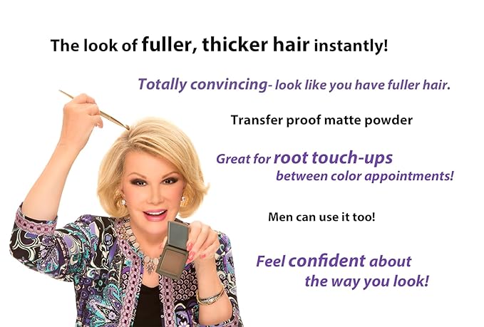 Joan Rivers Great Hair Day Root Touch Up Powder – Fill-in Powder for Thicker, Fuller Looking Hair (Blonde)