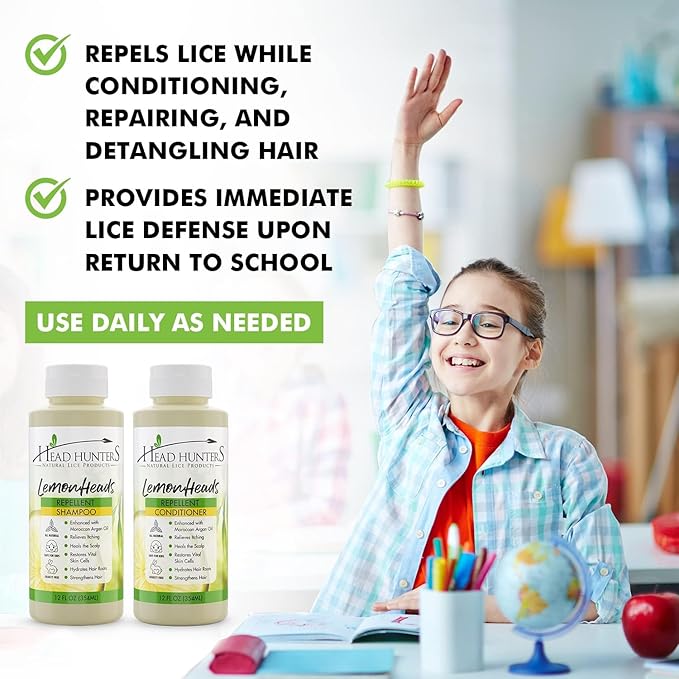 Lemon Heads Natural Lice Prevention Shampoo and Conditioner - Safe for Kids and Adults, 12 Ounce