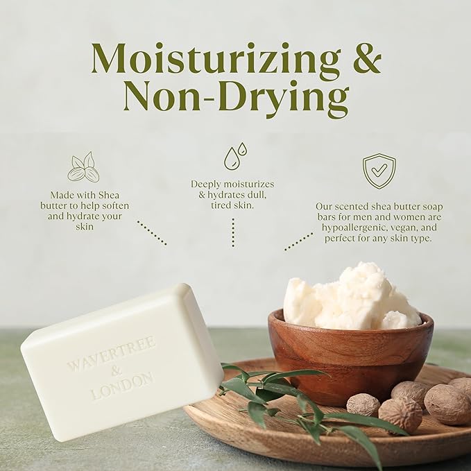 Wavertree & London Pineapple, Coconut & Lime Scented Natural Soap (8 Bars), 7oz Moisturizing French Triple Milled Soap Bars enriched with shea butter - Plant Oil Bath & Body Bars for All Skin Types