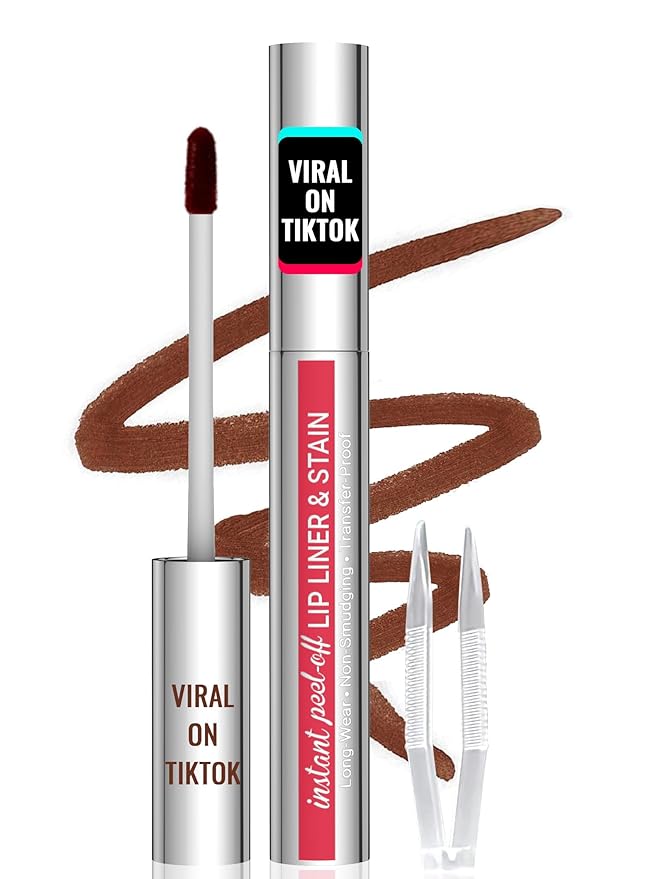 iMethod Lip Stain - Lip Liner Stain, Peel Off Lip Stain with Tweezer, Natural Long Lasting Lip Stain Peel Off, Waterproof, Easy to Use, Stay On All Day, Coffee