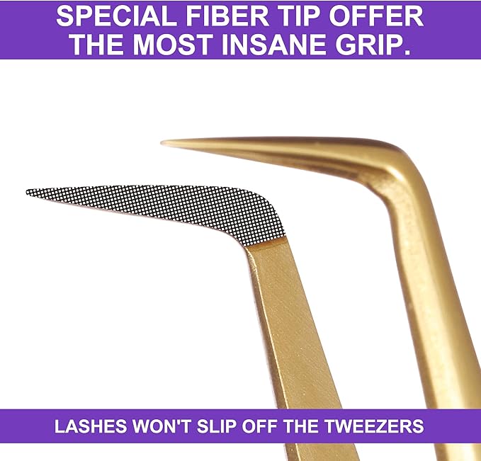Fiber Tip Lash Tweezers For Eyelash Extension 4 Pcs Tweezers Professional Artist Tech Work Kit Tools,Best Volume Eyelash Lashes Extensions Precision Supplies Boot Volume 90 45 Degree(Black)