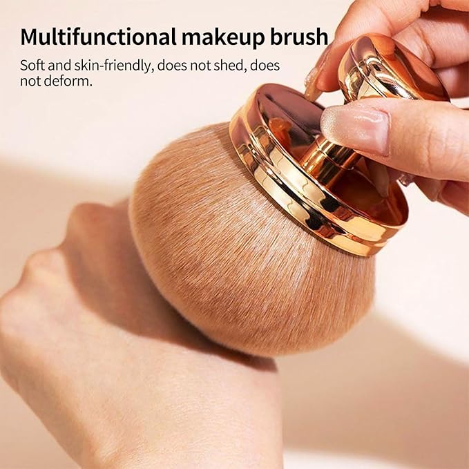 FUNAN Extra Large Body Makeup Brush For Self Tanner, Bronzer Blend &Self Tan Back Applicator, 75mm Wide-headed Kabuki Brush, Mushroom type Face Neck Body Leg Tanning Makeup Rose Gold