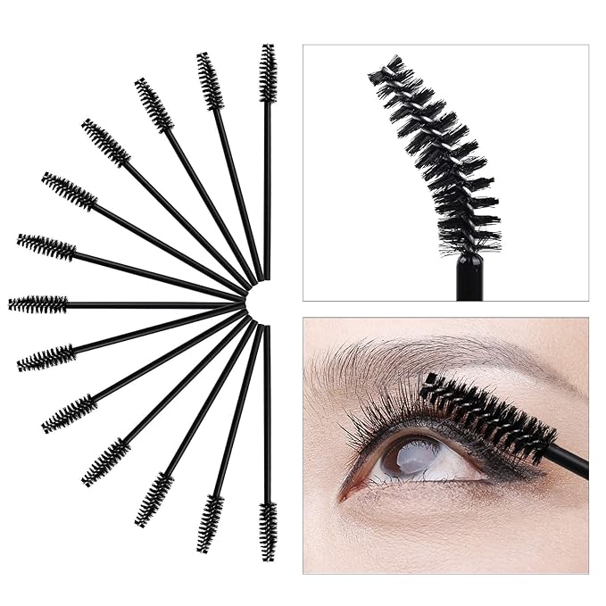 Tbestmax 400 Spoolies Mascara Wand and Lip Brush Disposable Lash Brushes for Eyelash Extensions, Lipstick Lip Gloss Wands Applicator Tool (Black)