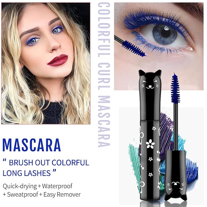 6 Pcs Rainbow Color Fiber Mascara Set - Long Lasting, Thick, No Clumping, Hypoallergenic Colored Makeup