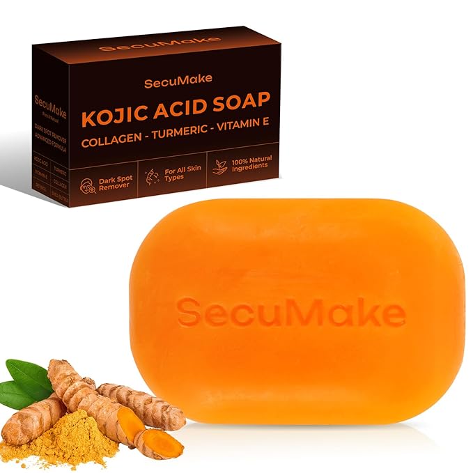 Kojic Acid Soap, Brightening & Hydrating Turmeric Soap Bar for Dark Spots with Vitamin C and Shea Butter, Paraben & Sulfate-Free - 1 Bars