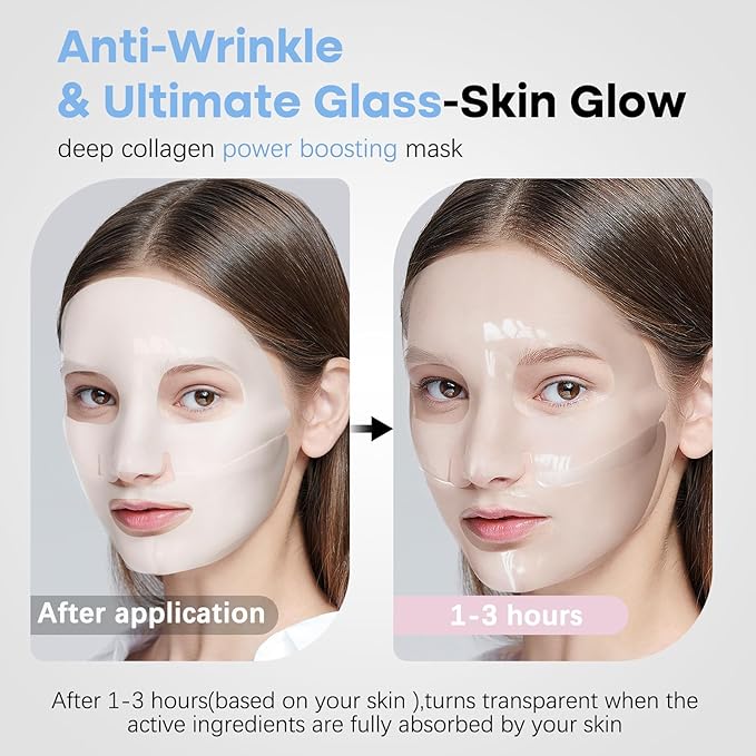 ISTON 4 Pack Collagen Face Mask, Collagen Real Deep Anti Wrinkle Lifting Mask | Firming,Pore Minimizing | Overnight Hydrating Face Masks Skincare for Glass Skin |TikTok Trend Items Skin Care