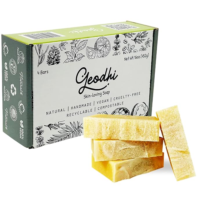 Handmade Vegan Cold Process Soap with Premium Essential Oils, Great for Acne, and Dry Skin - Set of 4 Both Women and Men Soap Bar-. (Avocado-Rosemary)