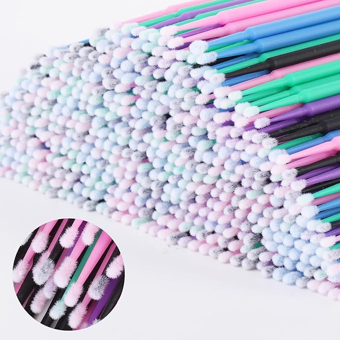 Tbestmax 2000 Pcs Micro Applicator Brush, Micro Swabs, Disposable Eye Lashes Mascara Wands for Eyelash Extension - 5 Colors