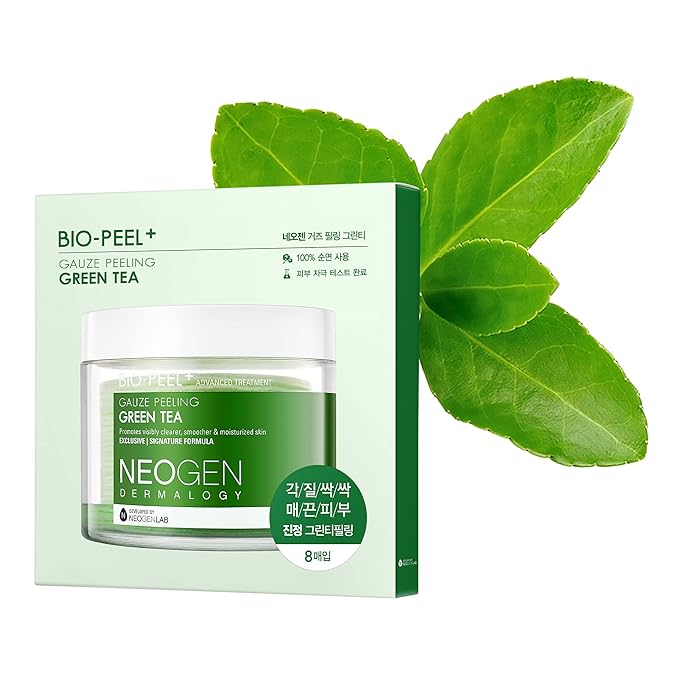 DERMALOGY by NEOGENLAB Bio-Peel Gauze Peeling Pads, Green Tea, 8 Count