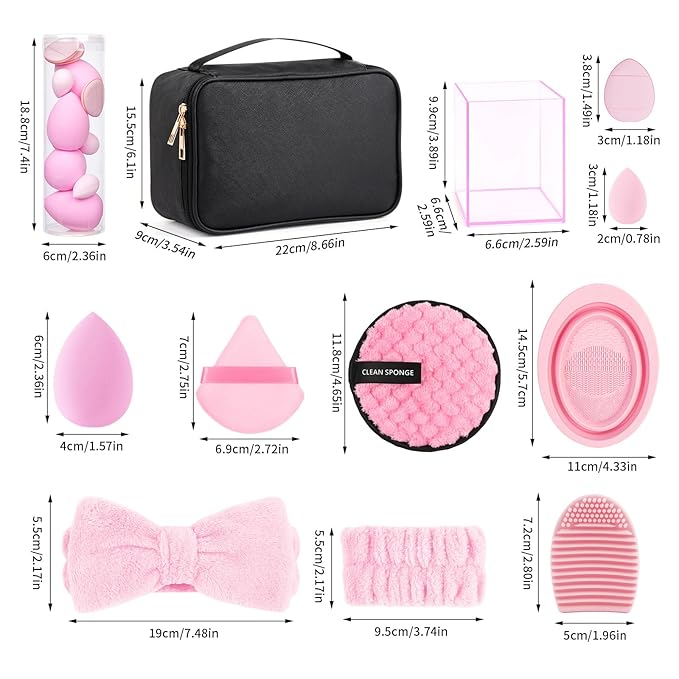MAGEFY Makeup Brushes 37 Pcs Makeup Kit, Multi-functional Makeup Tool Set with Double-End Powder Blush Eyeshadows Brush Make up Brushes Set Bag,Pink